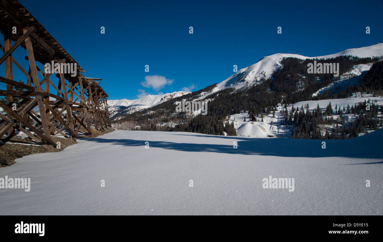 Red mountain and Yankee Girl Mine near Ouray, Colorado. Stock Photo