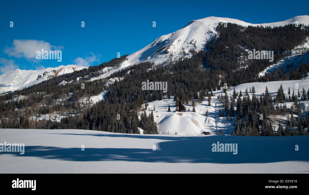 Red mountain and Yankee Girl Mine near Ouray, Colorado. Stock Photo