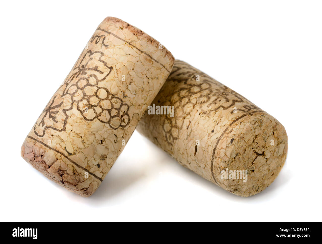 Two wine corks isolated on white Stock Photo
