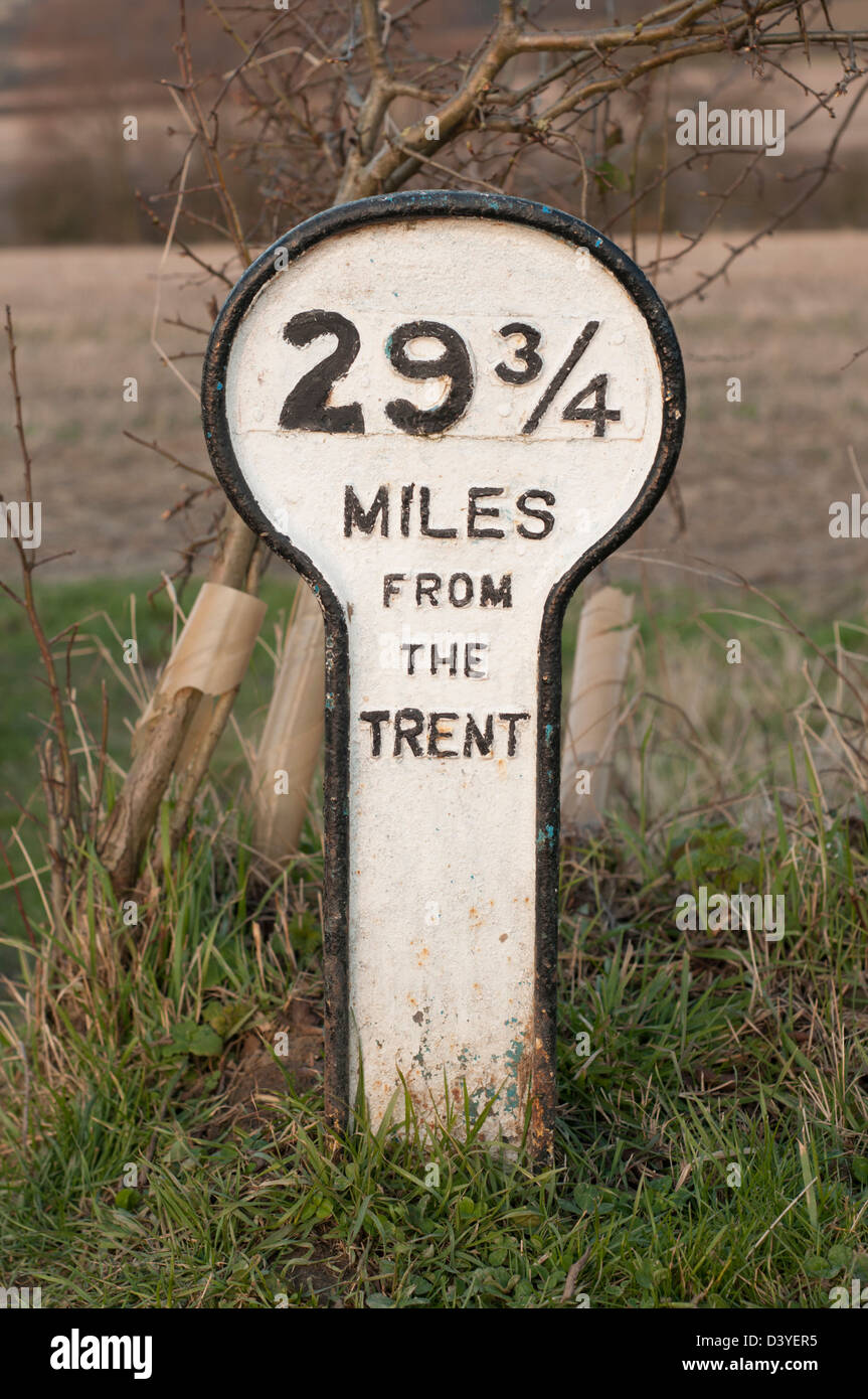 Milepost marker on the Grantham Trent canal near Denton 29 3/4 miles