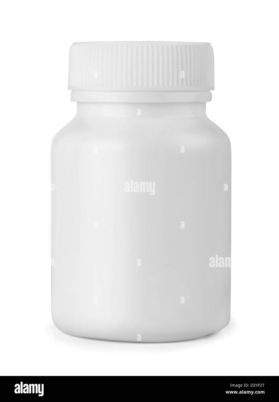 White plastic medicine bottle isolated on white Stock Photo