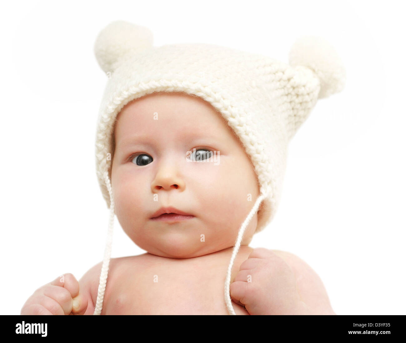 Newborn baby in the cap isolated Stock Photo Alamy