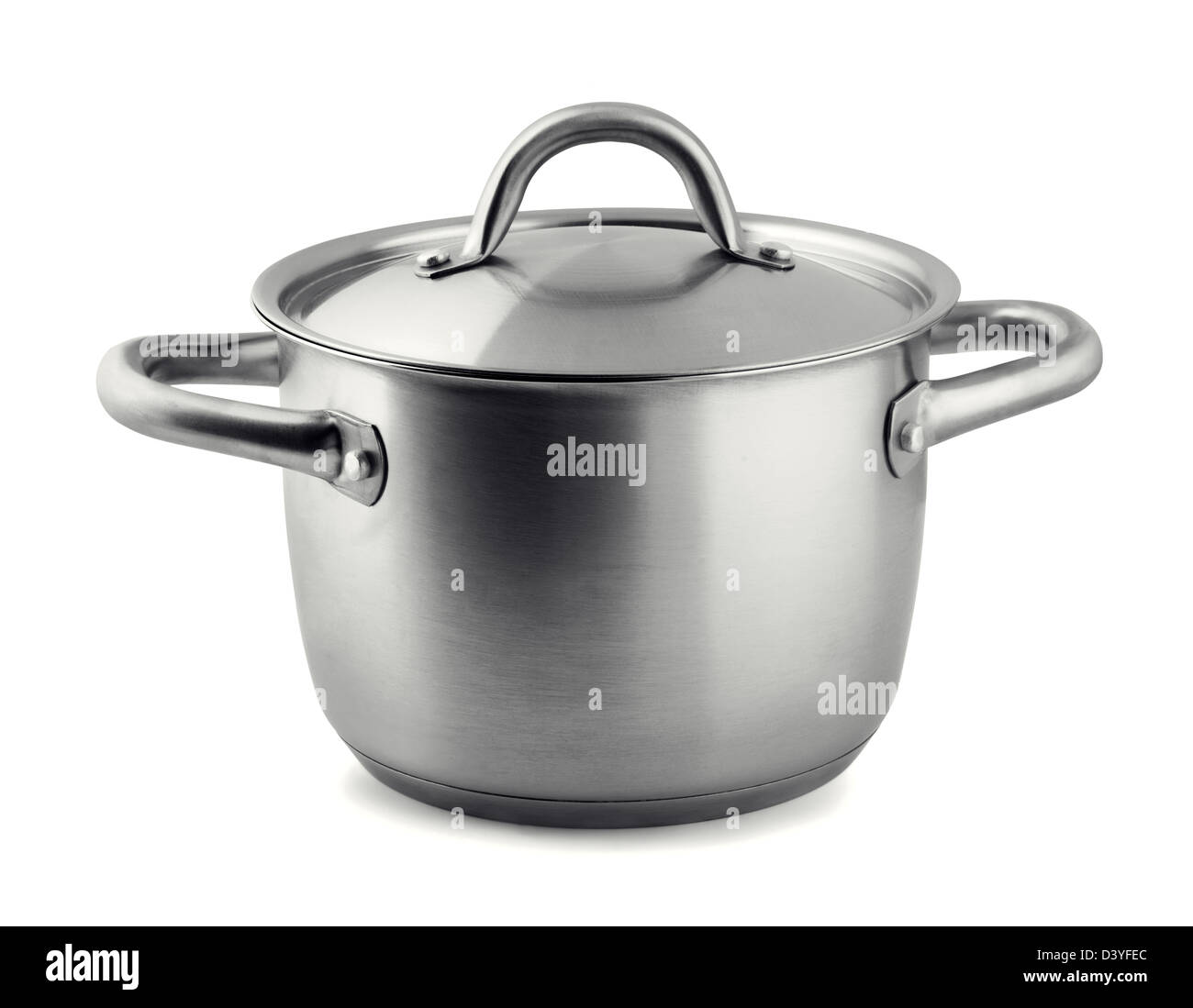 Stainless steel cooking pan isolated on white Stock Photo