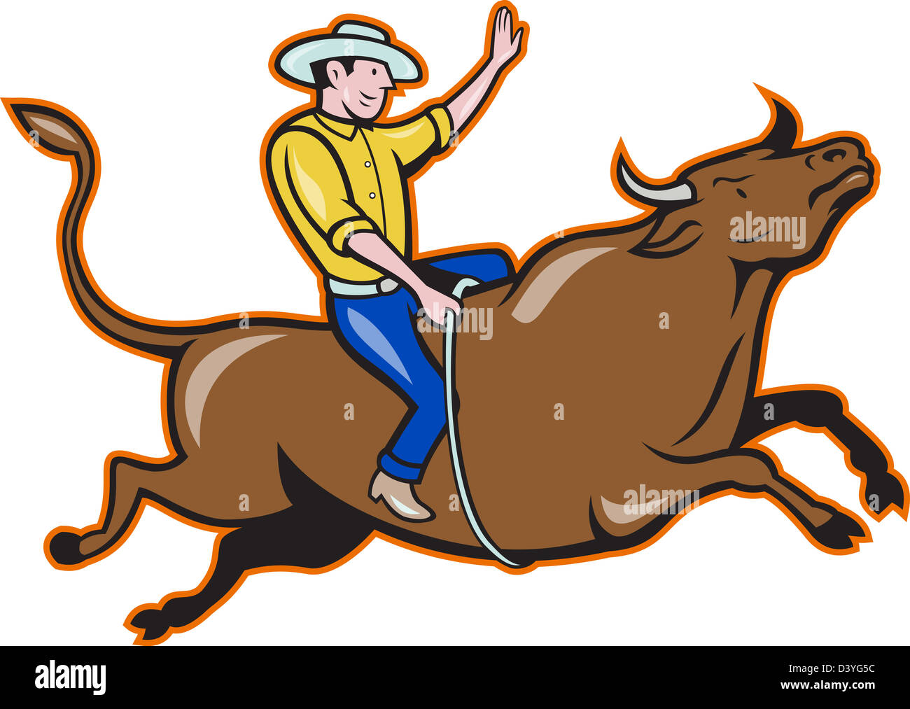 Rodeo cowboy bull riding cartoon hi-res stock photography and images ...