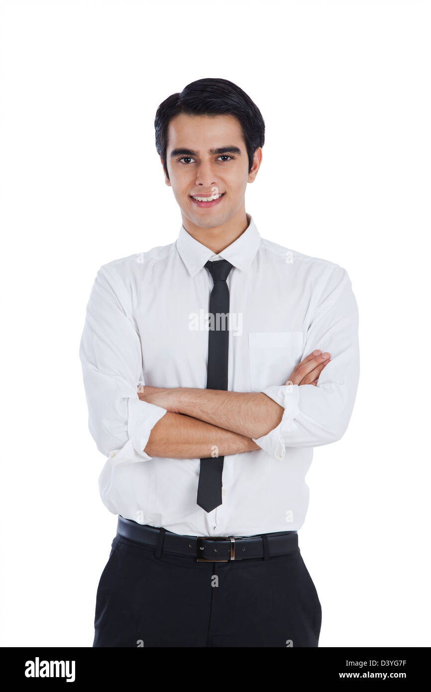 Portrait of a businessman smiling with his arms crossed Stock Photo - Alamy