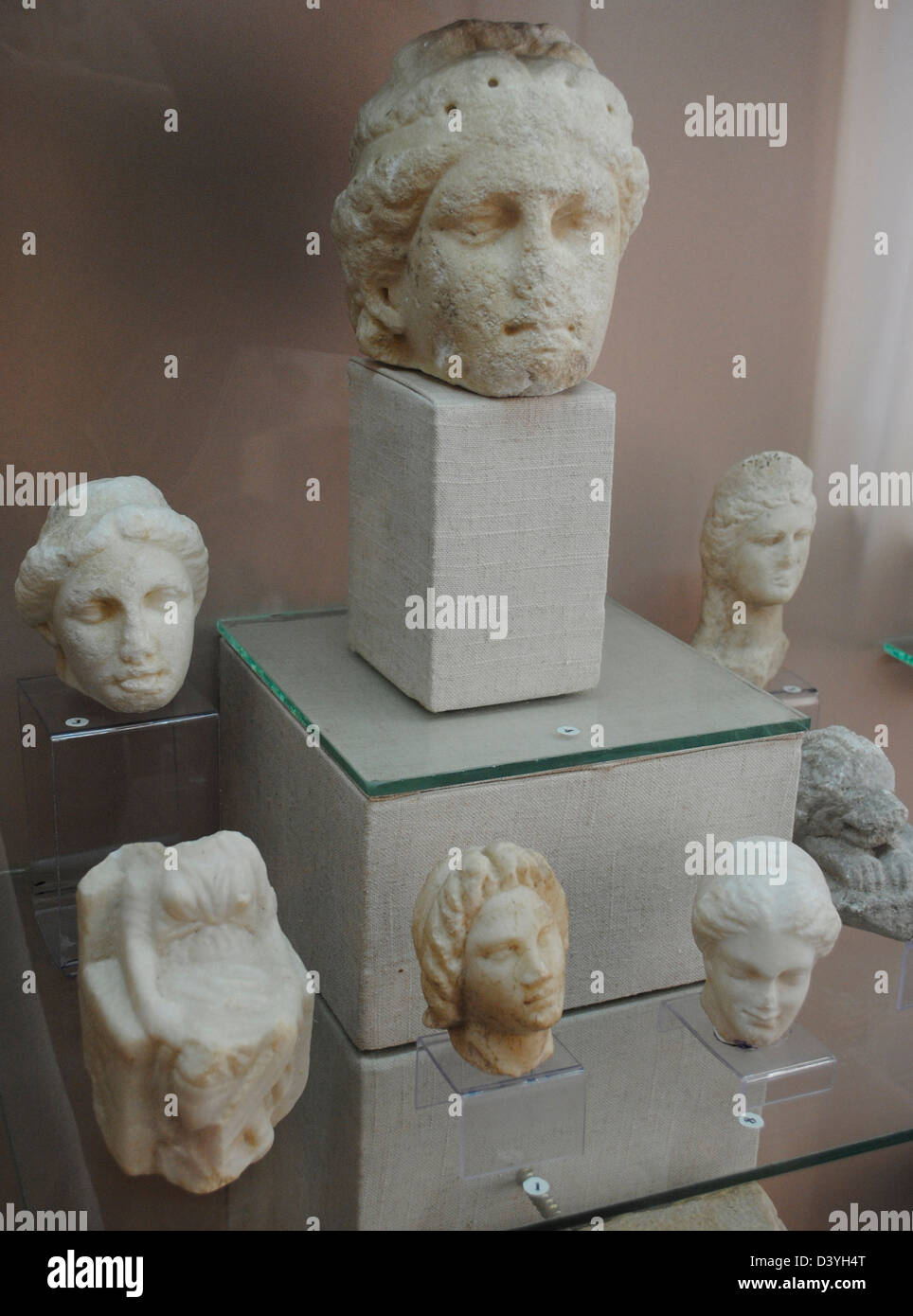 Group of women's heads. Kerch Historical and Archaeological Museum. Autonomous Republic of Crimea. Ukraine. Stock Photo