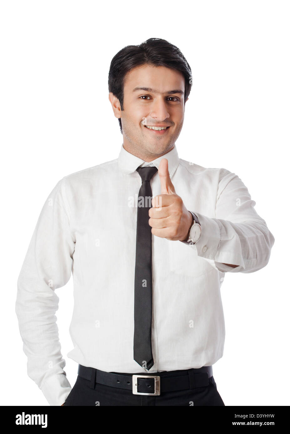 Businessman gesturing thumbs up sign Stock Photo - Alamy