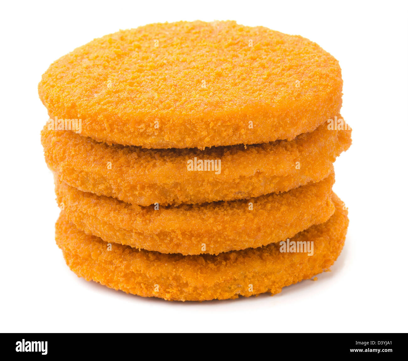 Stack of fish burgers isolated on white Stock Photo