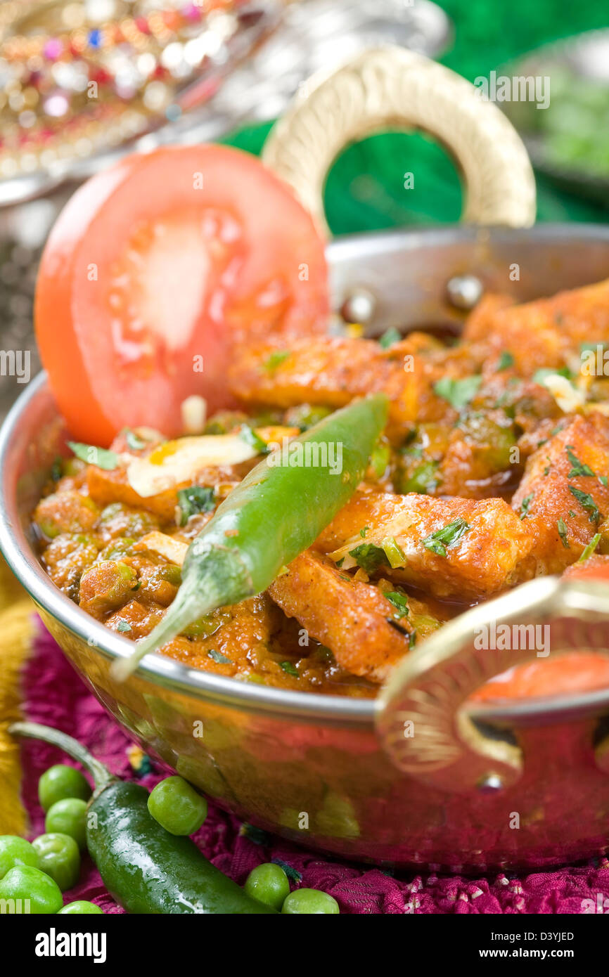 Indian vegetarian dish with paneer and peas in a spicy sauce. Mattar paneer Stock Photo Alamy