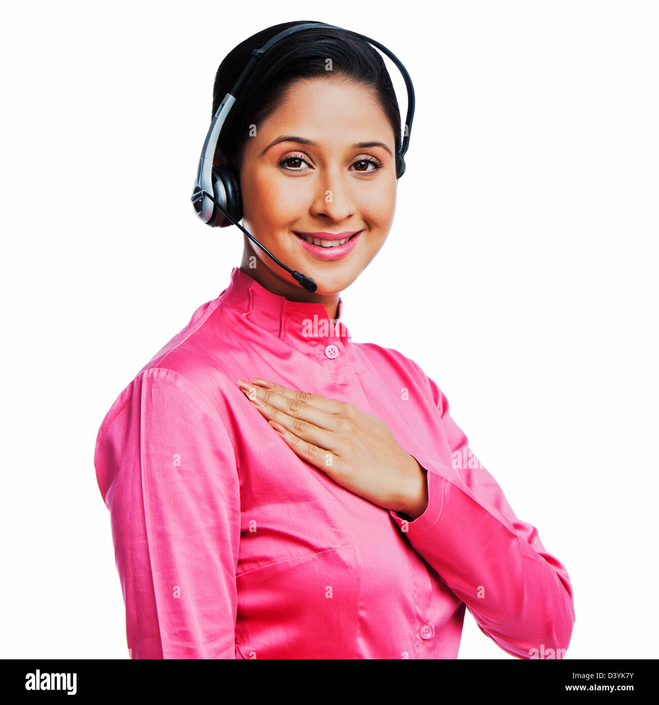 Portrait of a female customer service representative Stock Photo - Alamy