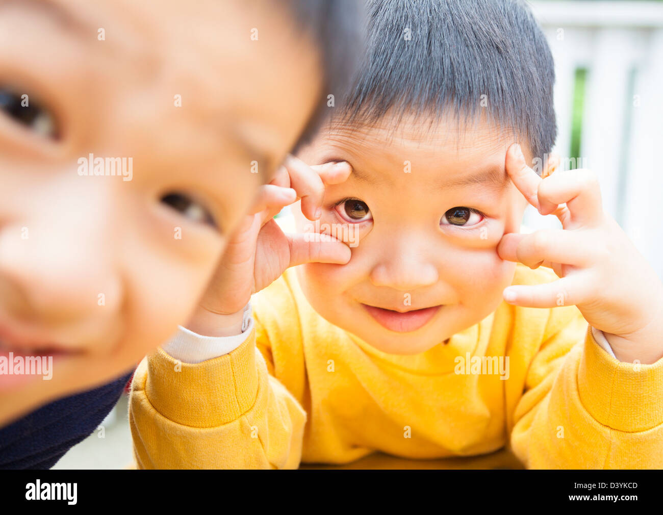 two happy asian kids Stock Photo