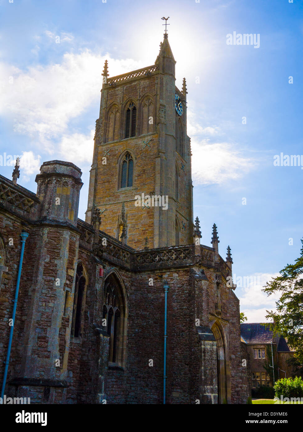 The Church of St Andrew in the village of Cheddar, Somerset, England. Stock Photo