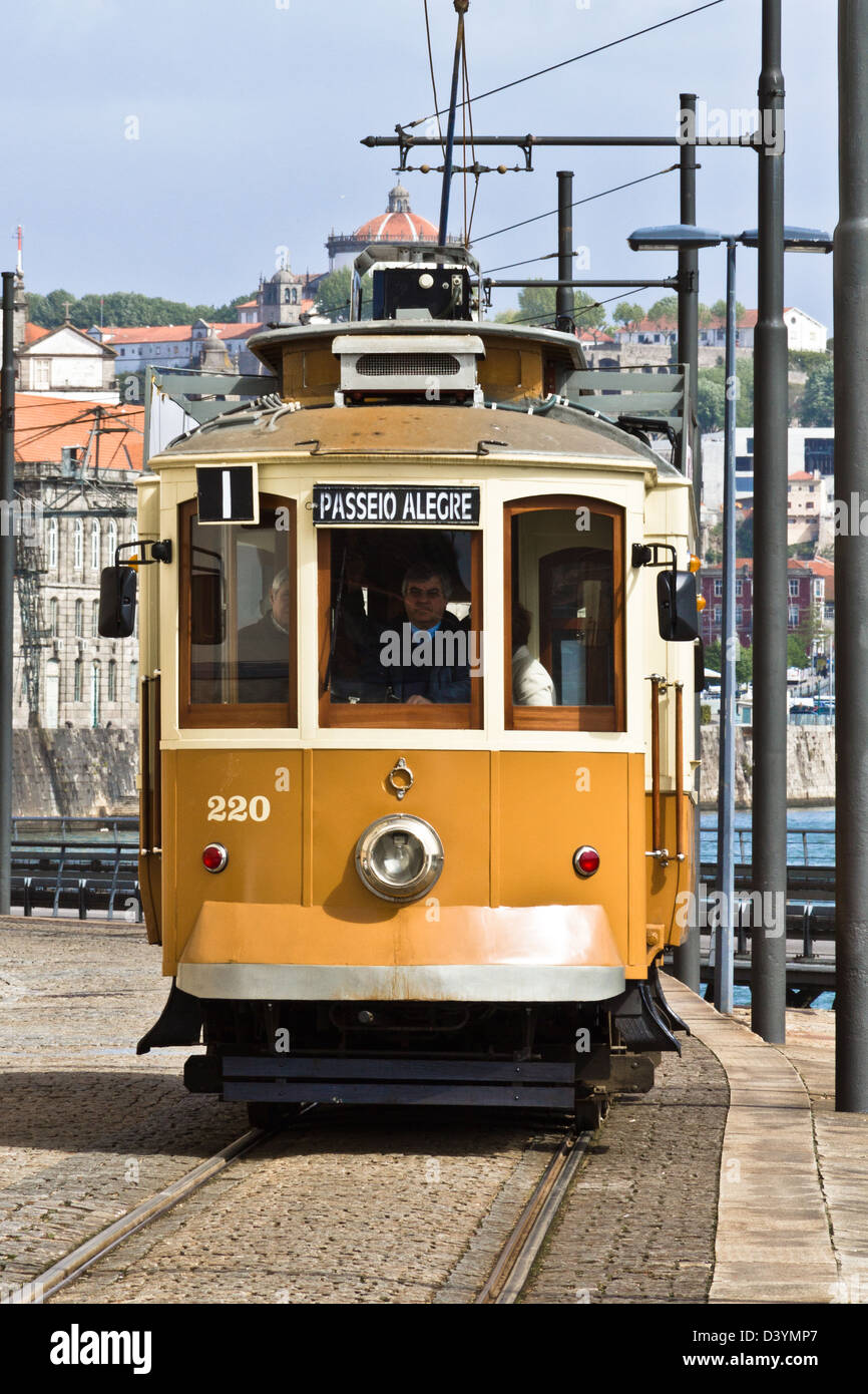tram electrico Porto Oporto Portugal old tram transport Stock Photo