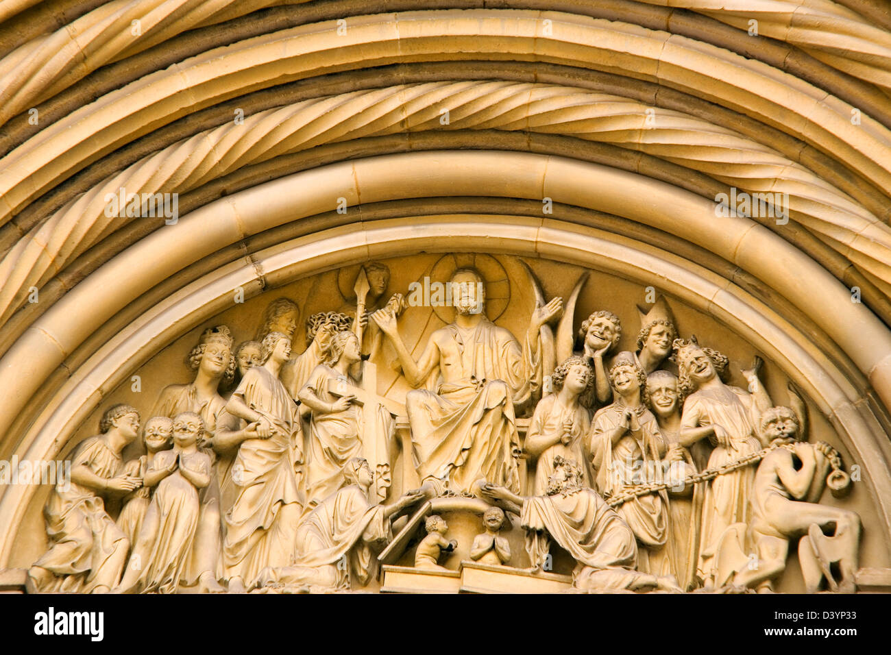 Detail of a sculpture on the Cathedral (Dom) in Bamberg, Germany. Stock Photo