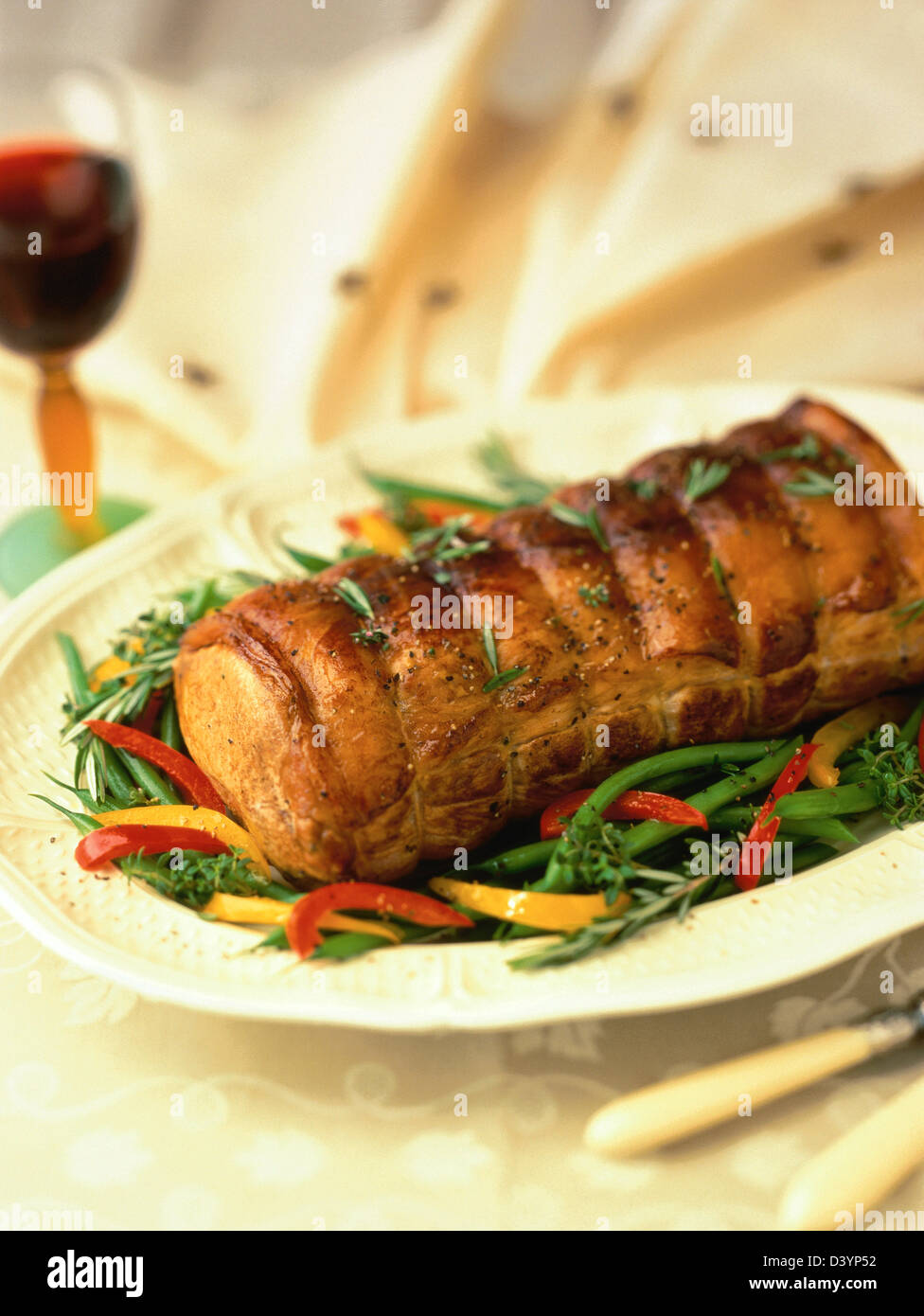 Roast Pork on Platter Stock Photo - Alamy