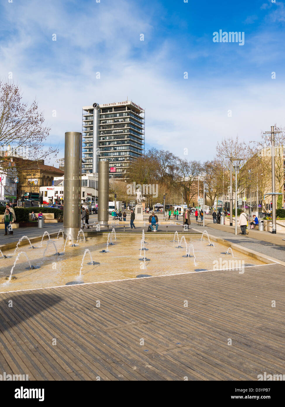 The fountains at St Augustine's Parade in Bristol City centre, England Stock Photo