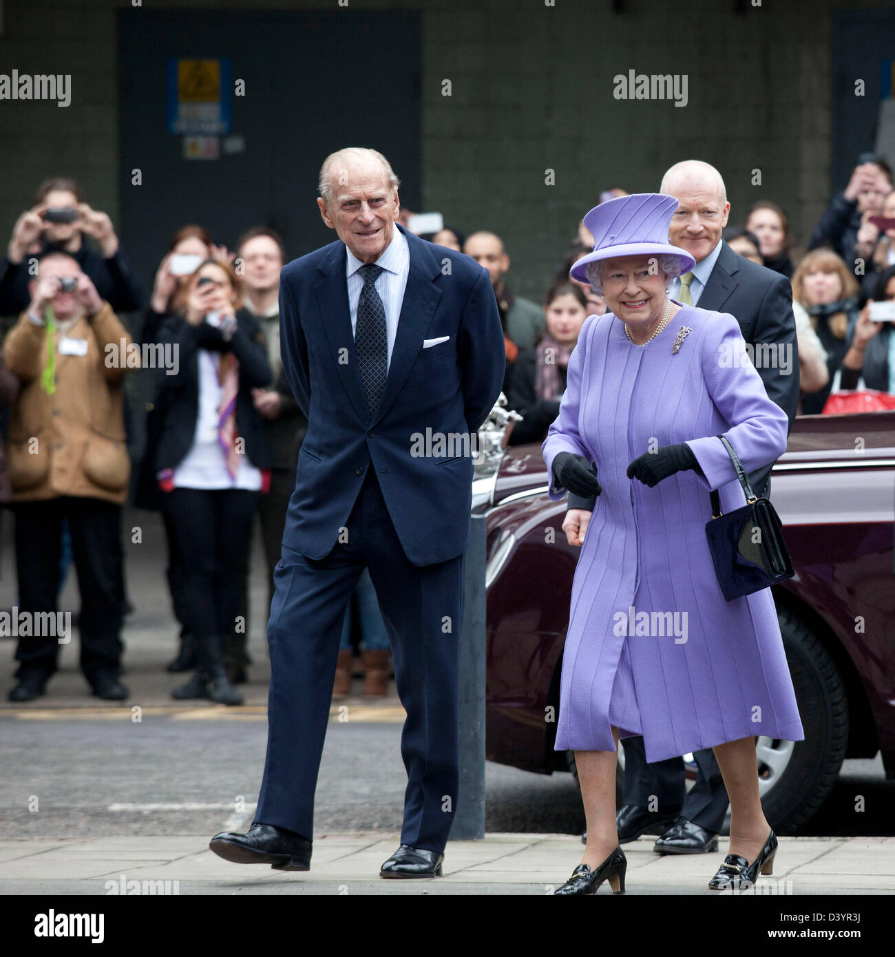 London, UK. Wednesday 27th February 2013. Her Royal Majesty Queen Elizabeth II and The Duke of Edinborough visit the new National Centre for Bowel Research and Surgical Innovation in London, UK. Credit: Michael Kemp/ Alamy Live News Stock Photo