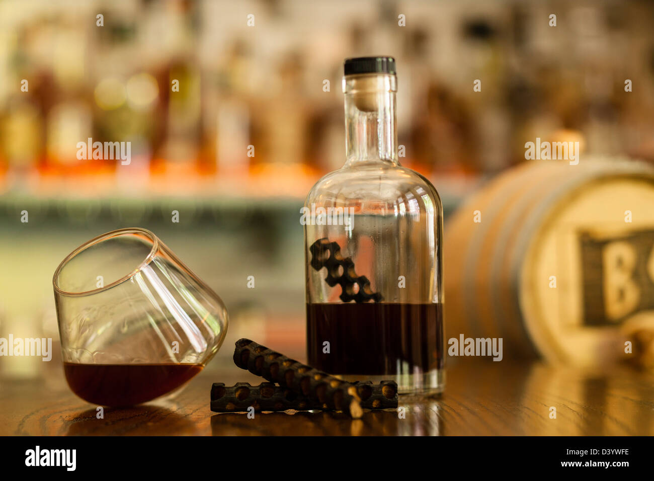 Bottle of Liquor in Bar Stock Photo Alamy