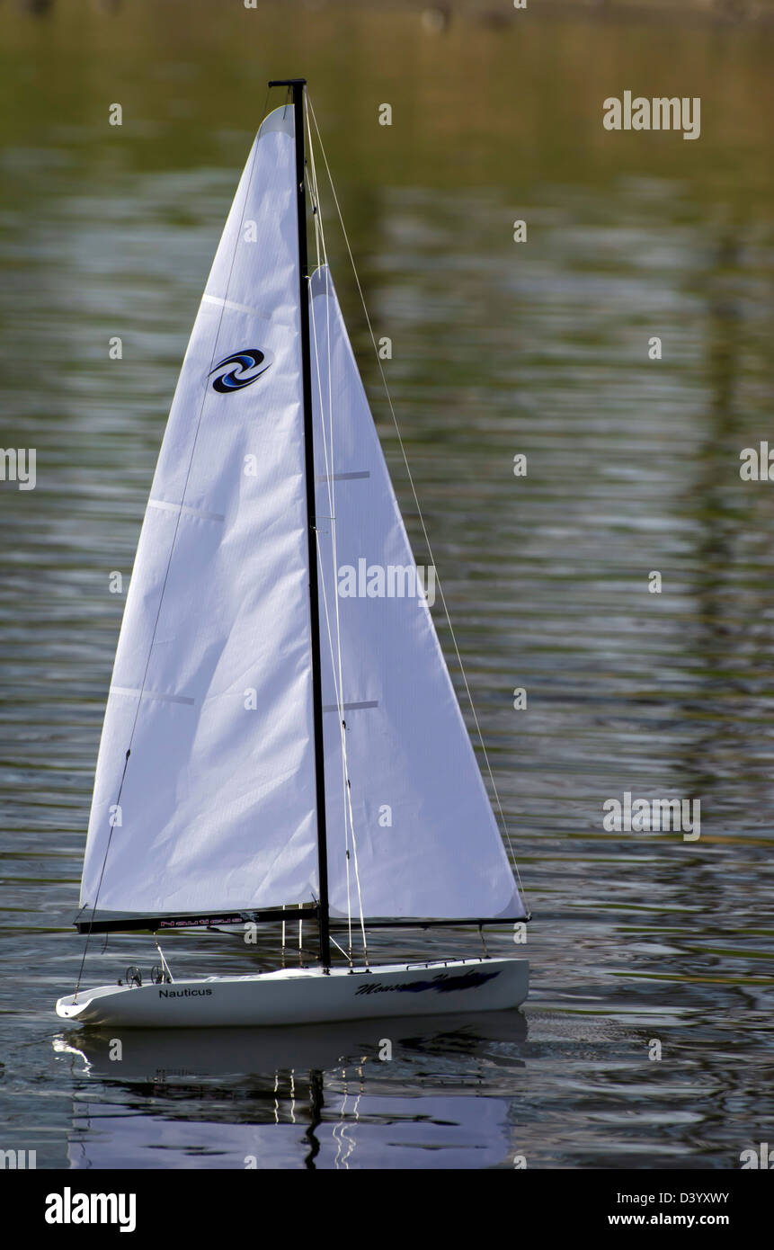 Radiocontrolled yacht on the boating pond in Inverleith Park