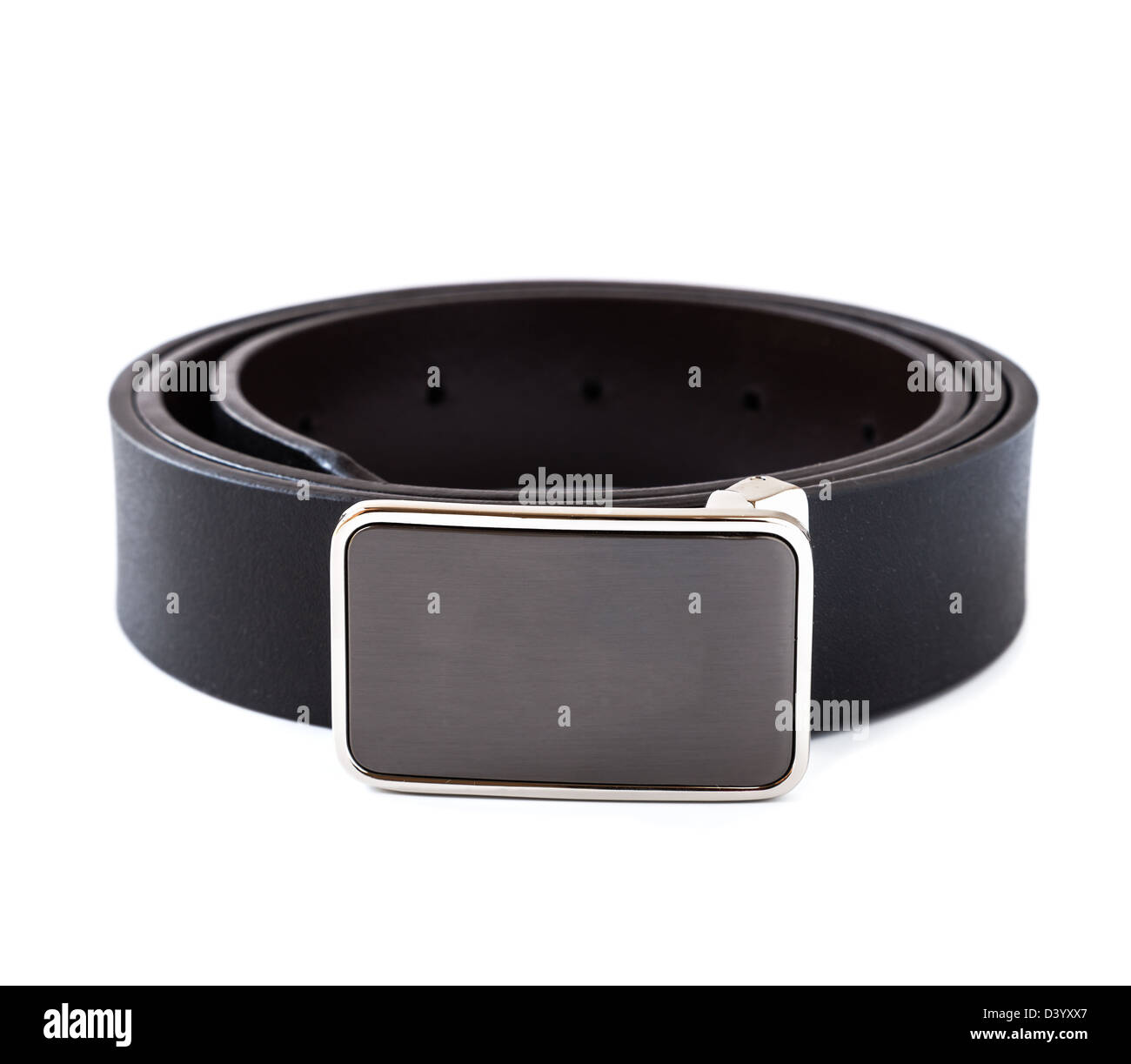 Black leather belt isolated on white background Stock Photo - Alamy