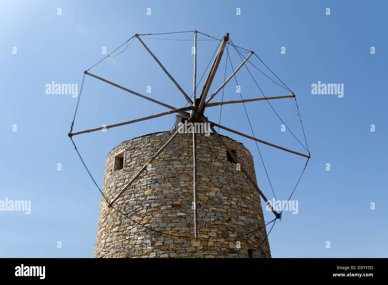 Naxos. Cyclades. Greece. An old traditional windmill found in the interior of the island of Naxos. Stock Photo