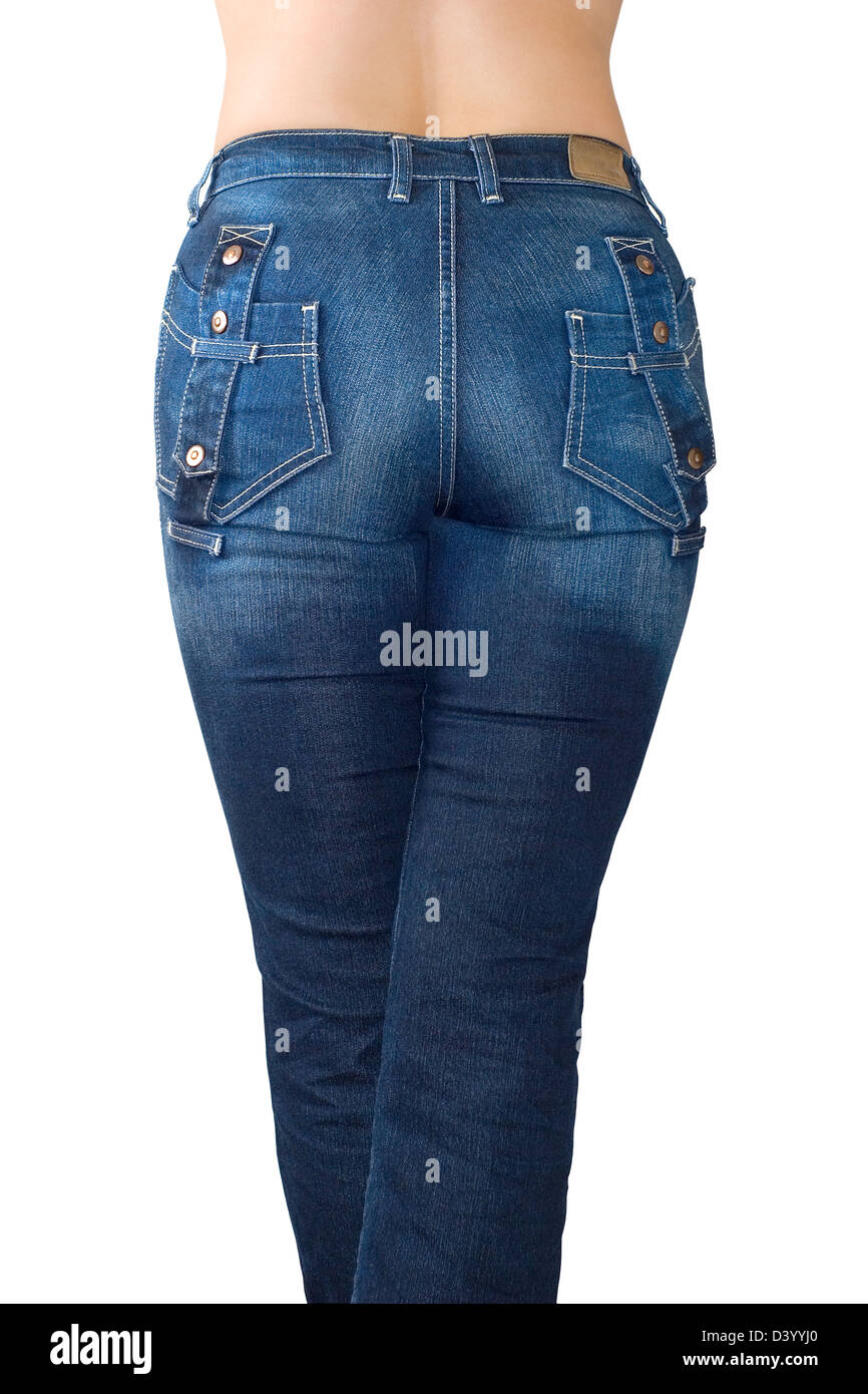 Dark blue jeans is the rear view Stock Photo