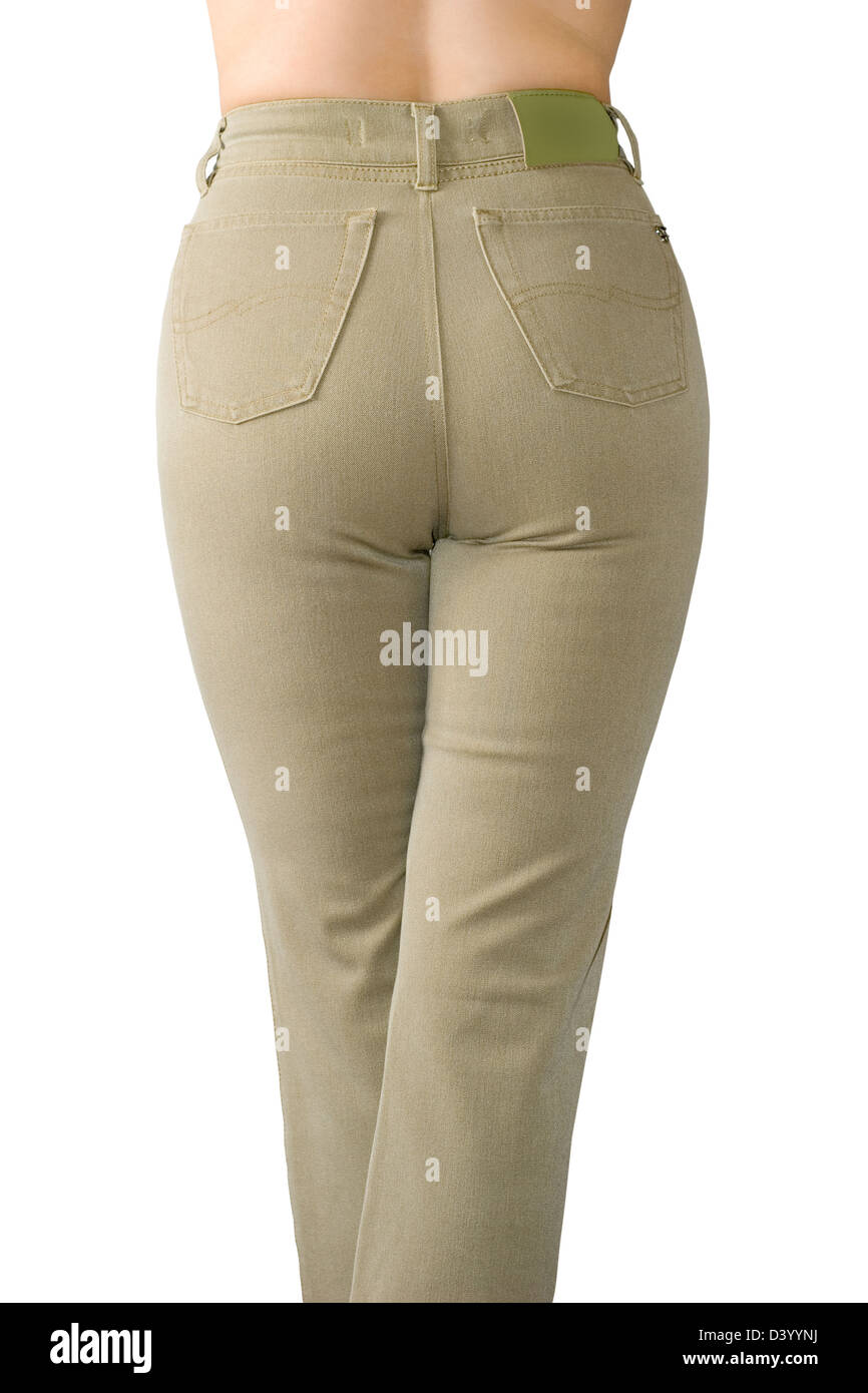 Beige jeans, the rear view Stock Photo