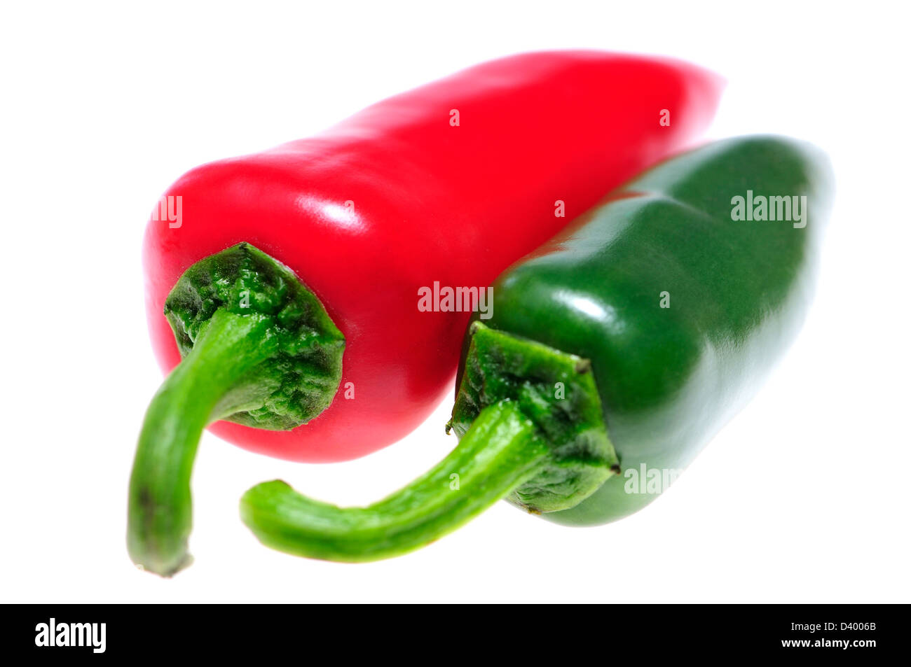 Small red and green chili peppers Stock Photo