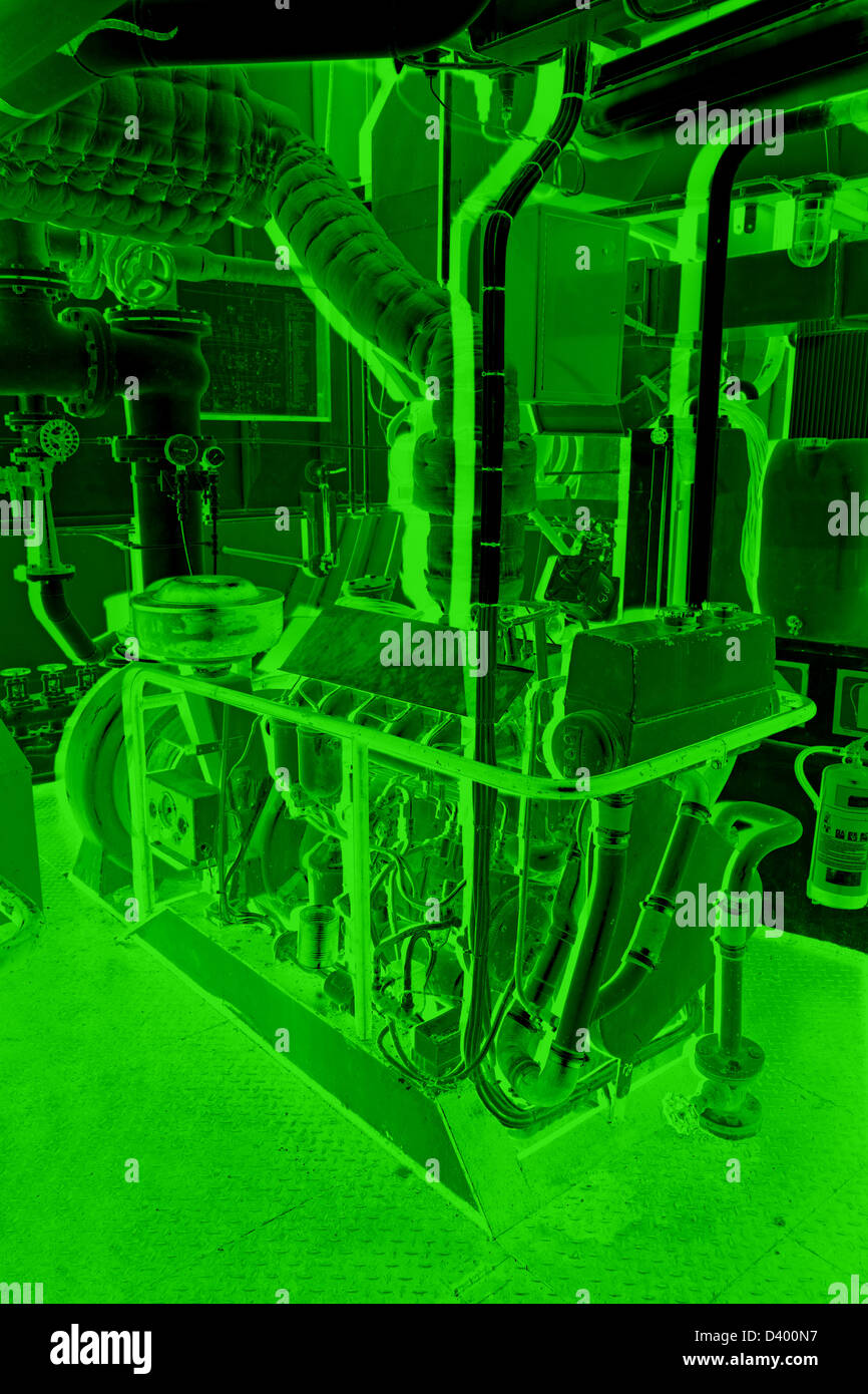Industrial zone - Standby generator on the ship. Stock Photo