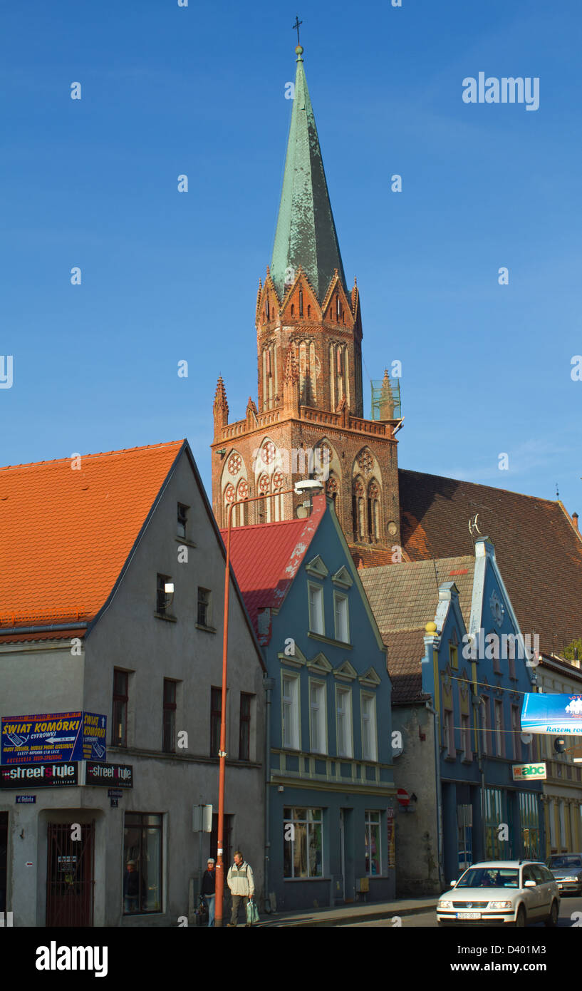 Treptow an der Rega, Poland, the tower of St. Mary Church of Treptow Stock Photo