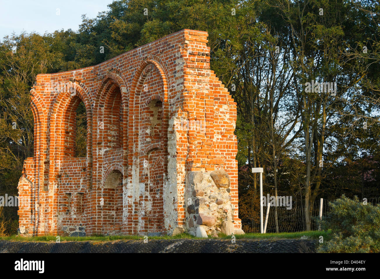 Hoff on the Baltic Sea, Poland, Ruins of St. Nicholas Church Stock Photo