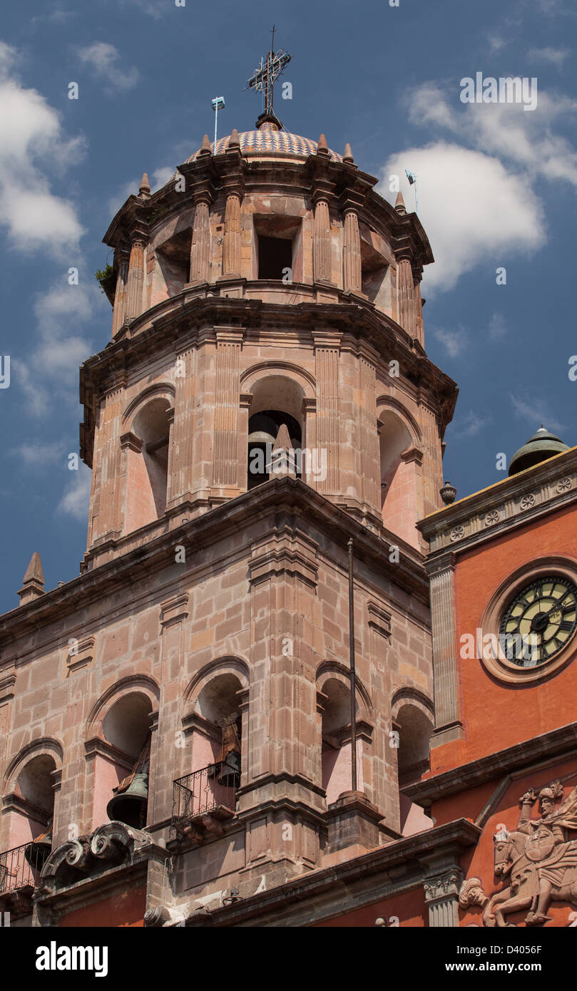 Templo de San Francisco, built between 1550 and 1698, is located in the Spanish Colonial city of Santiago de Queretaro, Mexico Stock Photo