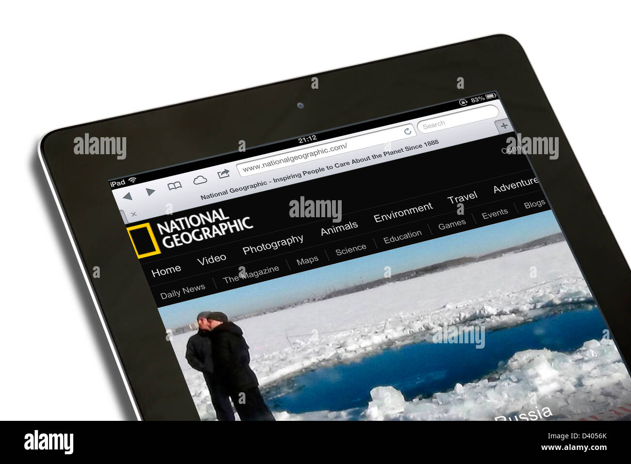 National Geographic website viewed on a 4th Generation iPad Stock Photo