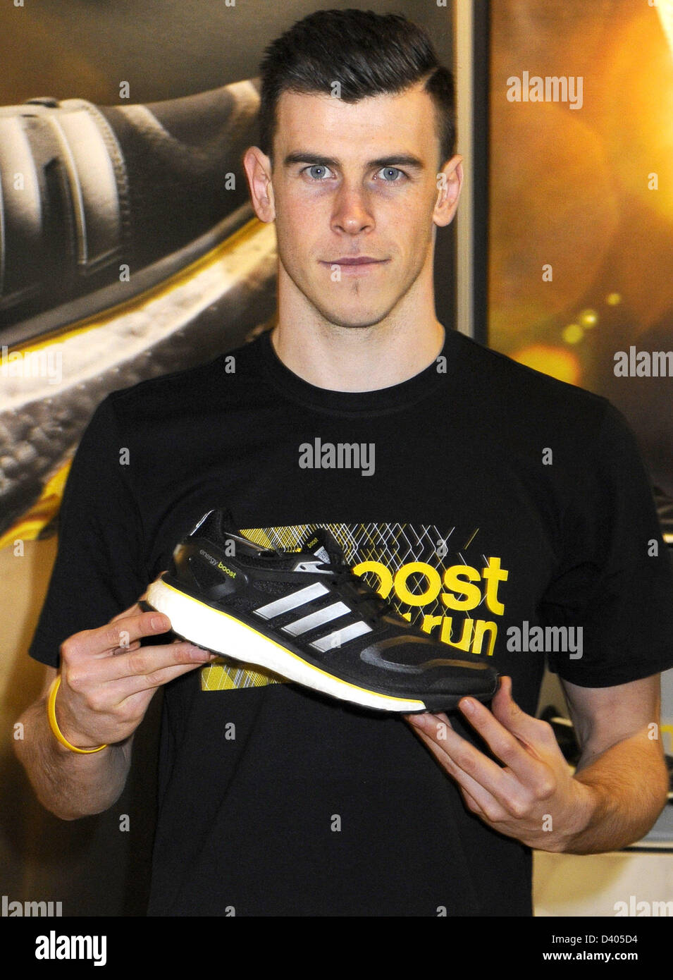 London, UK. 27th Feb 2013. Tottenham Hotspur footballer Gareth Bale meets  fans at a signing in the Adidas Store, Oxford Street. London to promote  Adidas Running Boost Experience. Bale is currently one