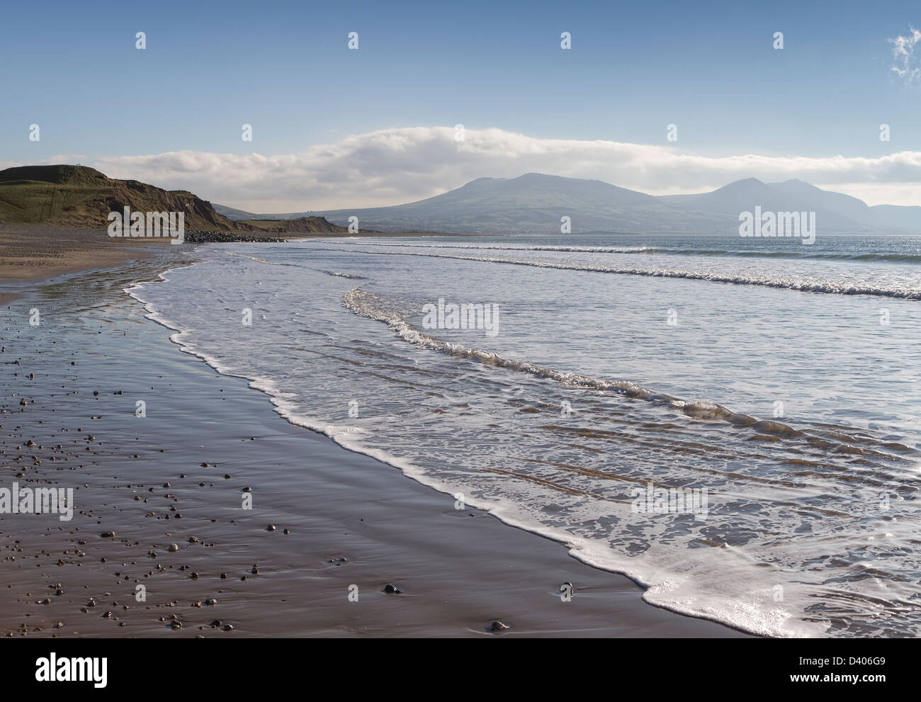 Sea coast at Dinas Dinlle in Gwynedd, Wales, UK Stock Photo