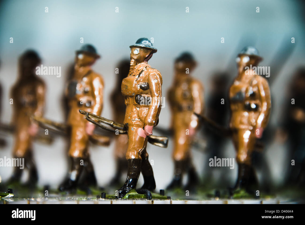 Close up of toy soldiers from the around the 1940's Stock Photo