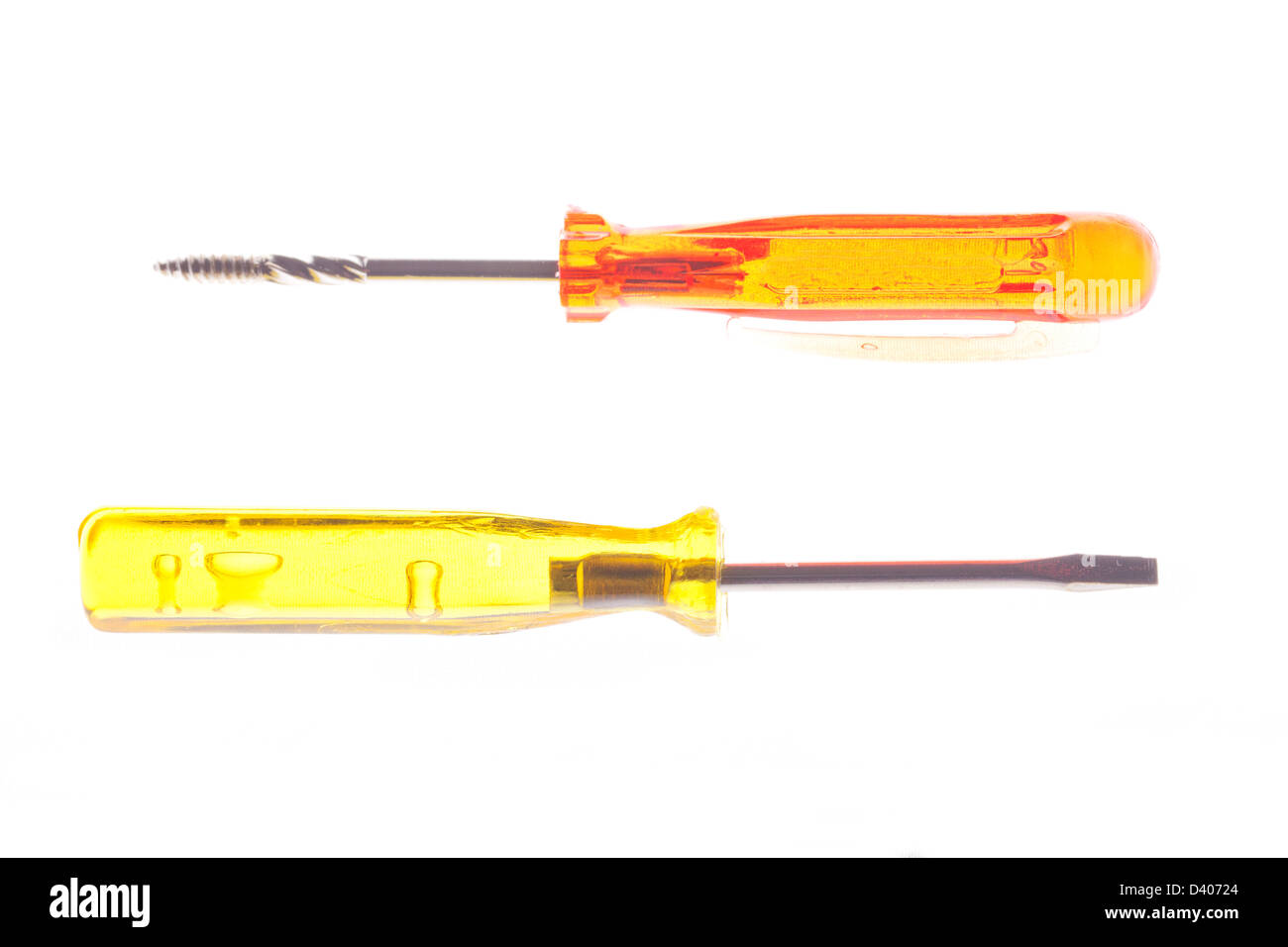 A couple of colorful screwdrivers over white Stock Photo