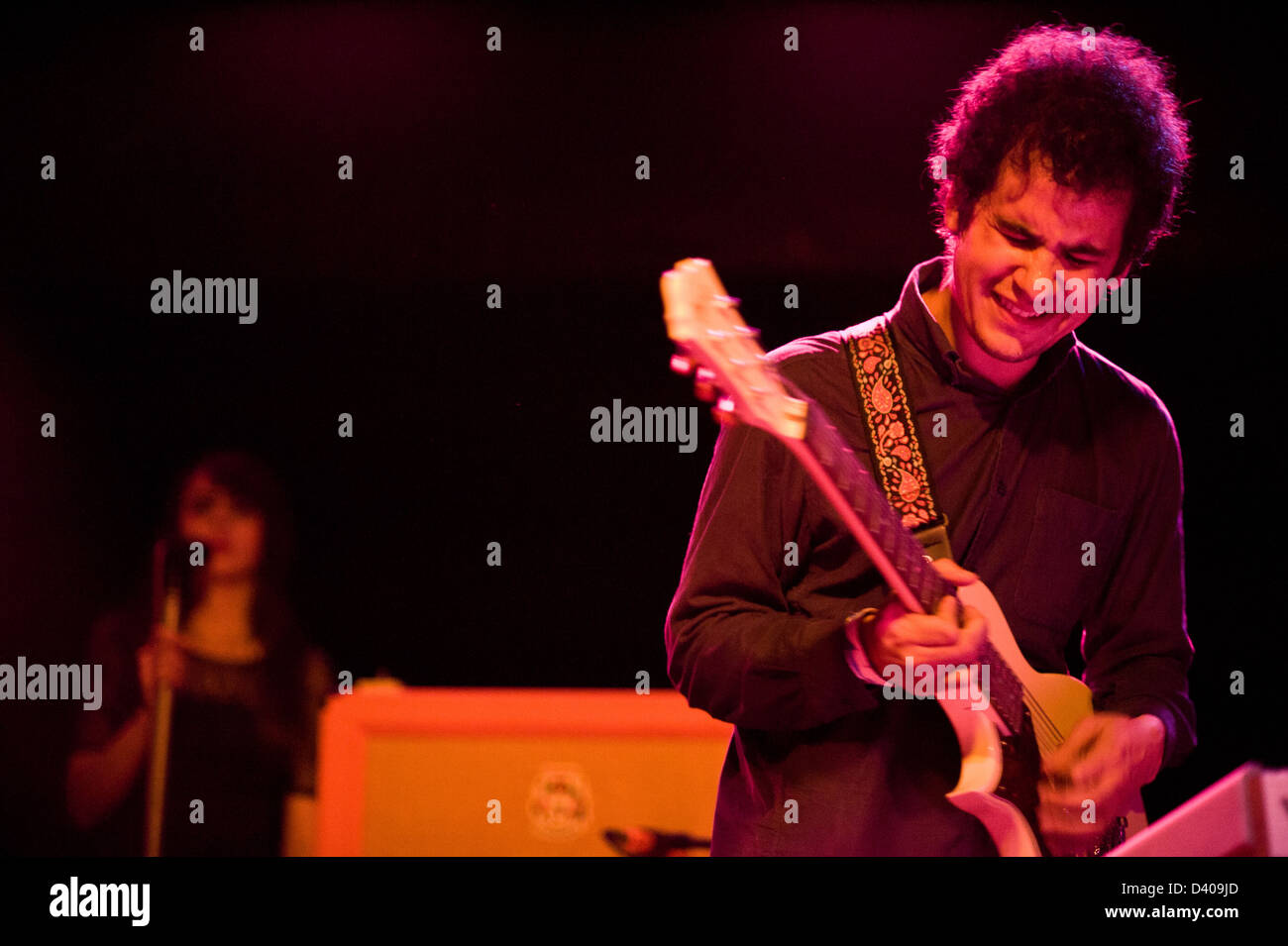 Omar Rodriguez Lopez performing with Bosnian Rainbows at Bottom Lounge in Chicago. Stock Photo