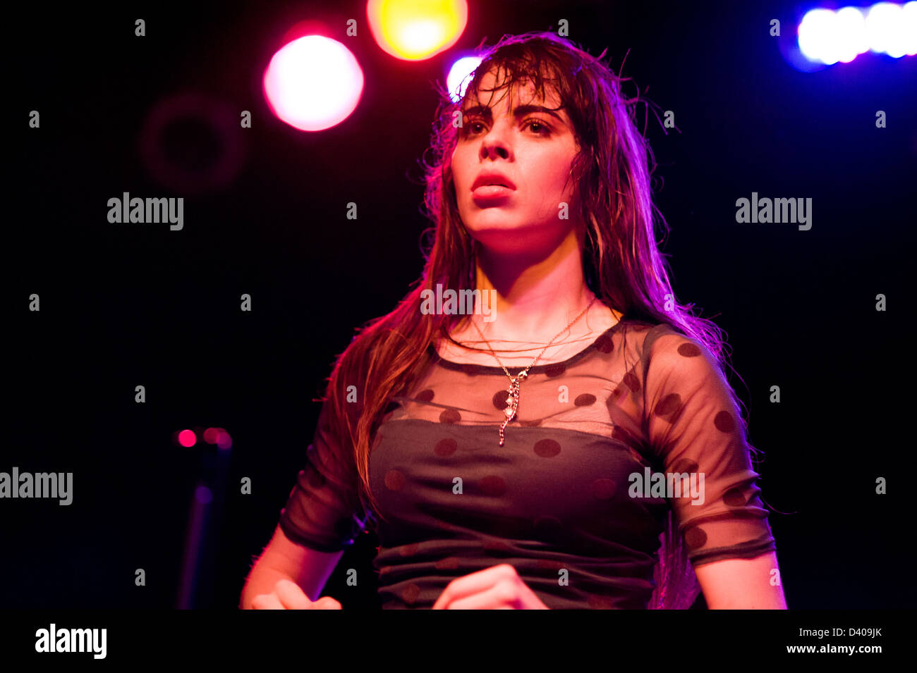 Teri Gender Bender performing with Bosnian Rainbows at Bottom Lounge in Chicago. Stock Photo