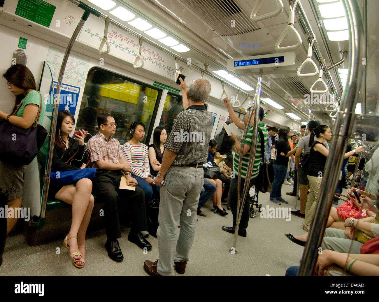 Inside Singapore's MRT. Stock Photo