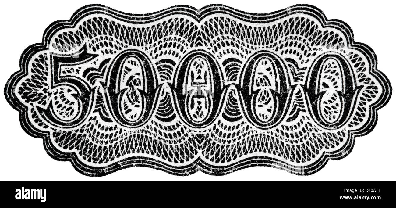 Number 50000 from 50000 banknote, Germany, 1922, on white background ...