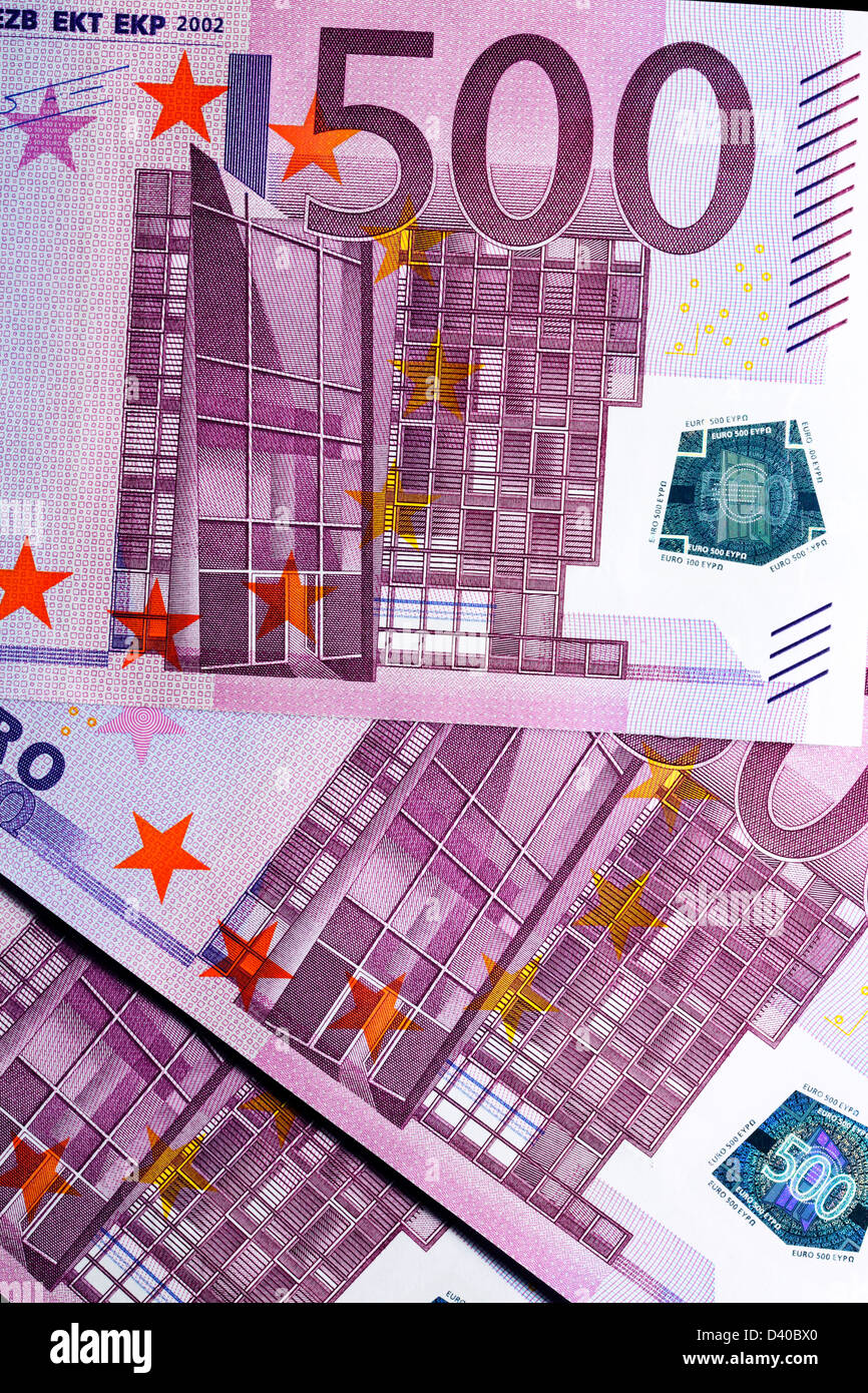 500 Euro banknotes, Modern architecture, 2002 Stock Photo