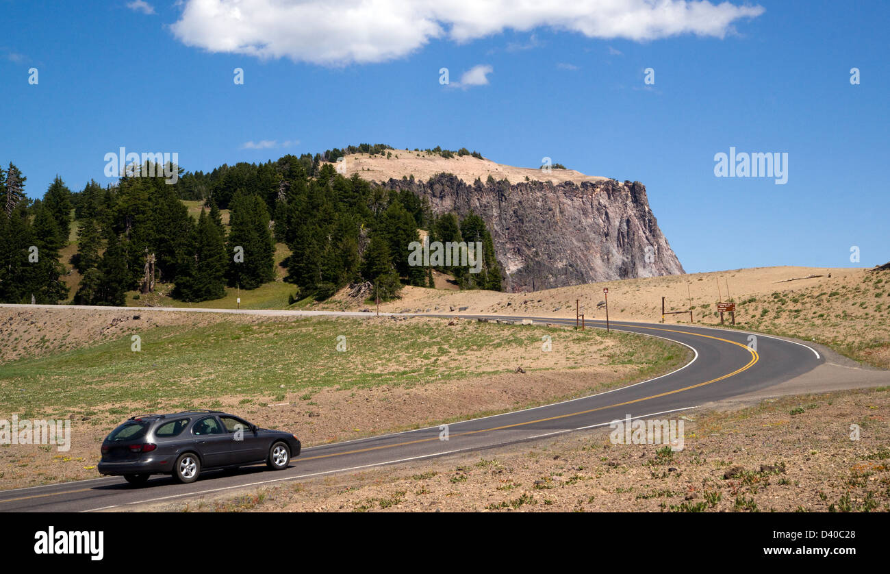 Station Wagon on the Road in Western United States Stock Photo
