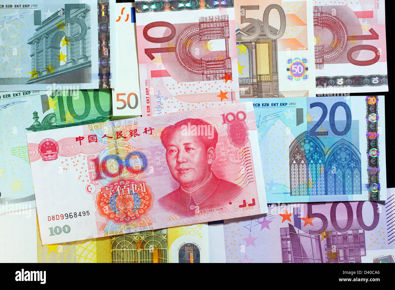 Euro chinese yuan rmb notes hi-res stock photography and images - Alamy