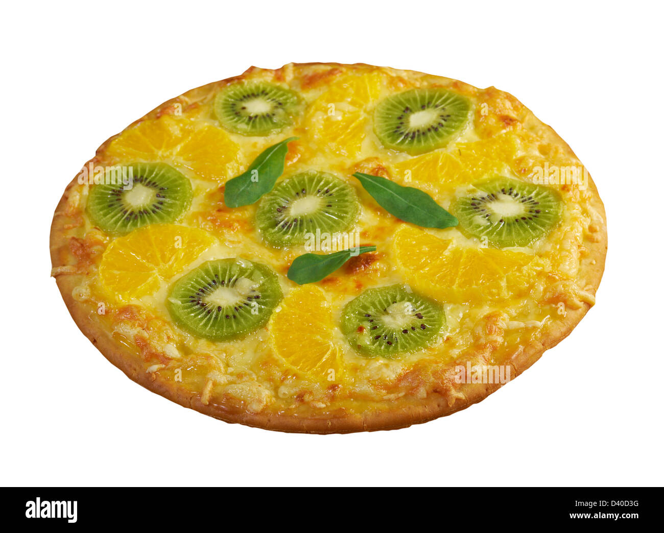 homemade sweet pizza with fruit.with orang kiwi,sauce Stock Photo - Alamy