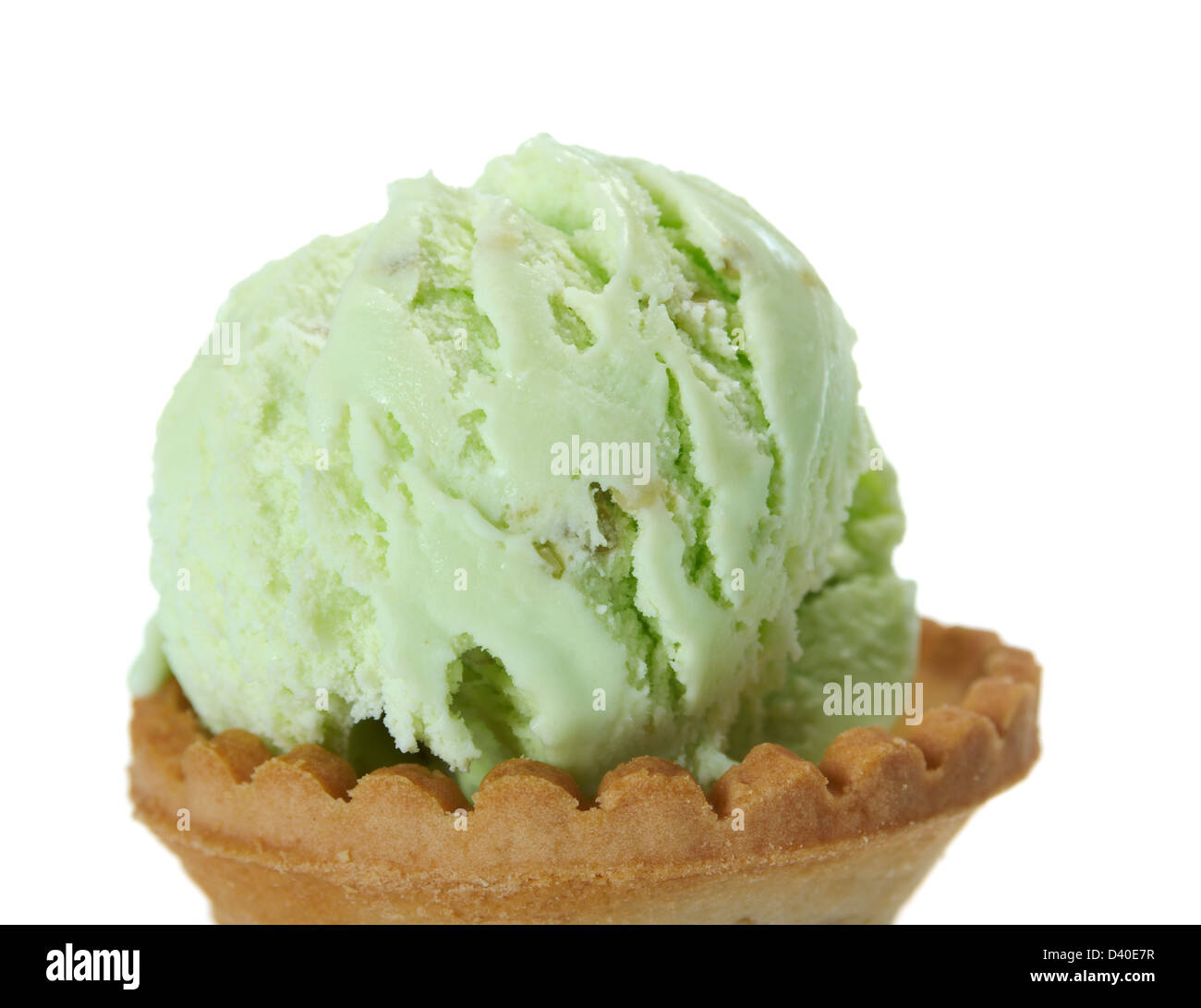 Vanilla ice cream ball with pieces of pistachio(clipping path Stock Photo -  Alamy