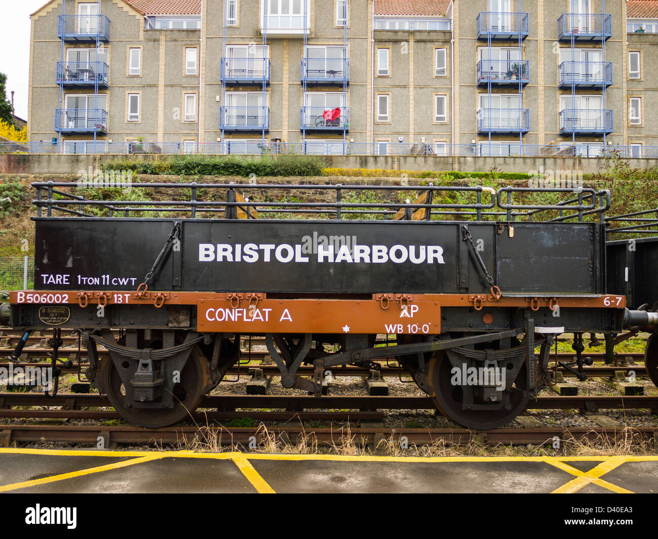 A goods wagon on the Bristol Harbour Railway, England. Stock Photo