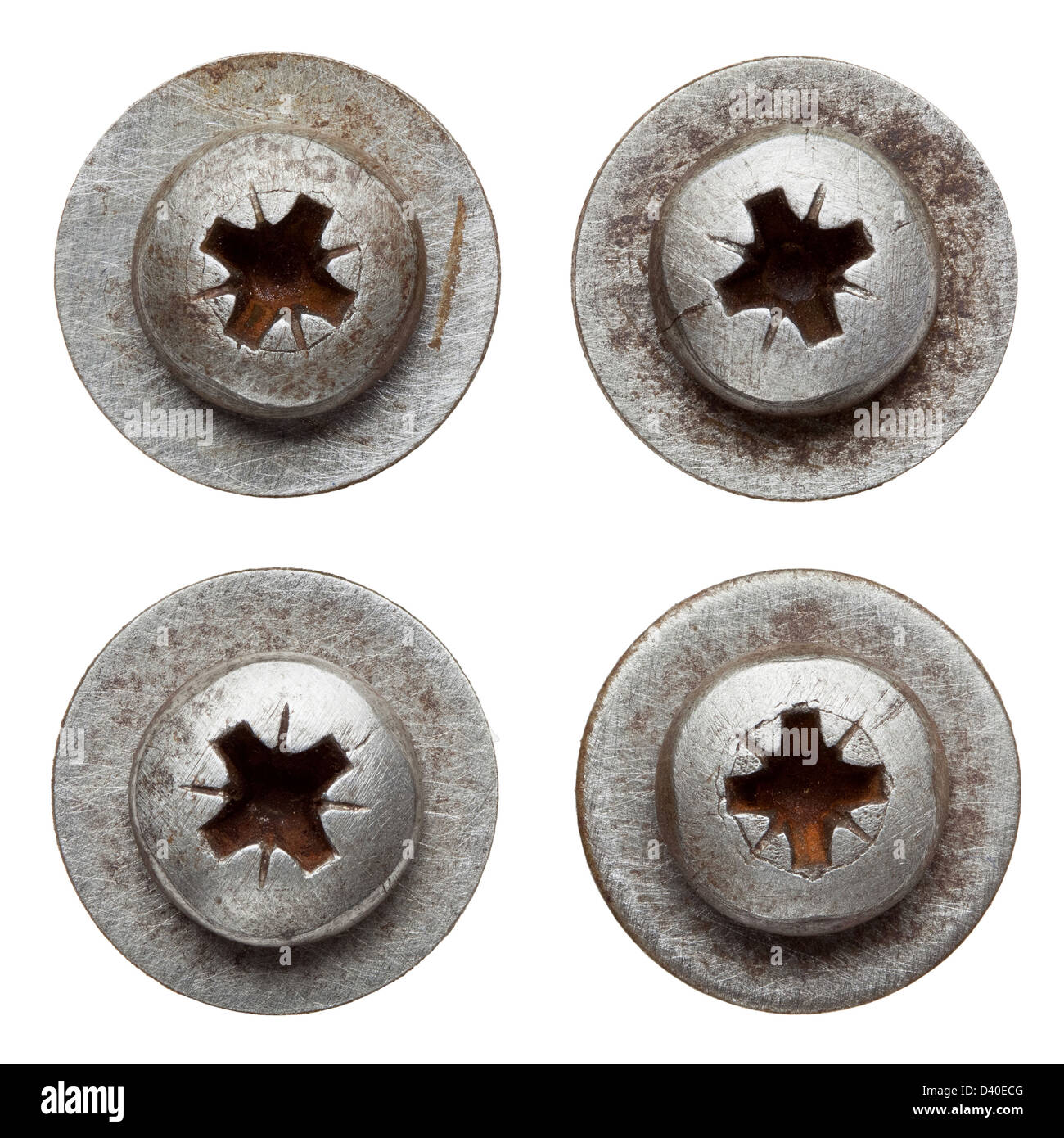 Screw heads isolated on white Stock Photo Alamy