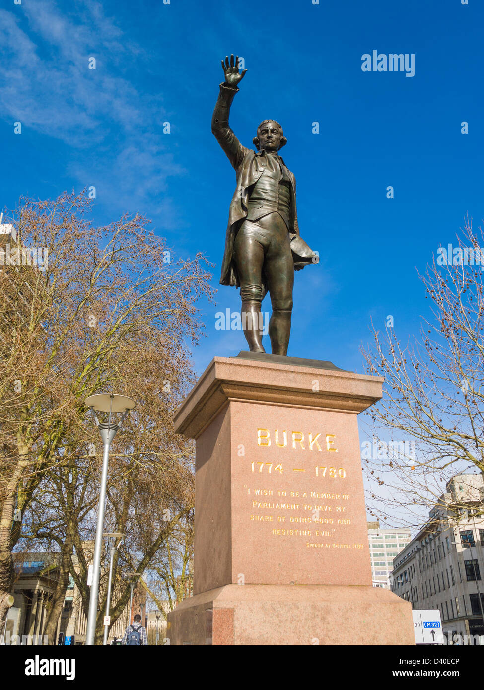 Statue of Edmund Burke (Member of Parliament for Bristol) in Bristol City centre, England Stock Photo