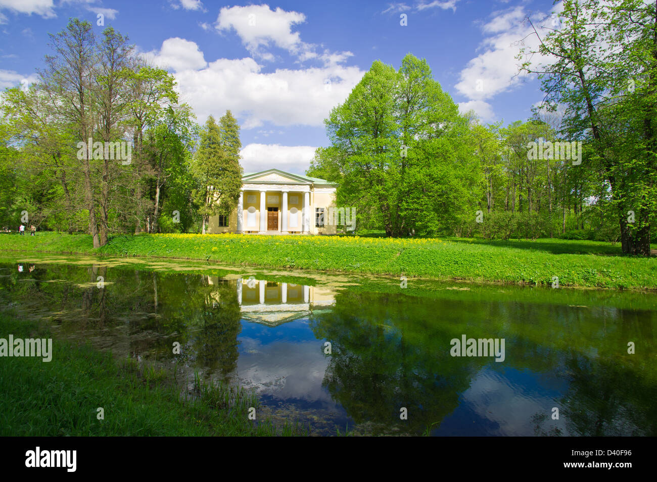 Landscape with a house on the river Stock Photo - Alamy